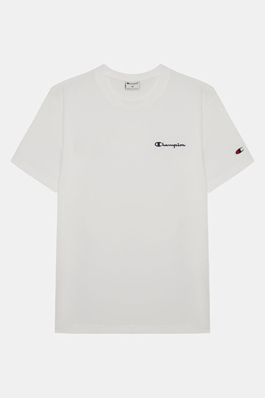Relax Kalıp Beyaz Bisiklet Yaka Erkek T-Shirt