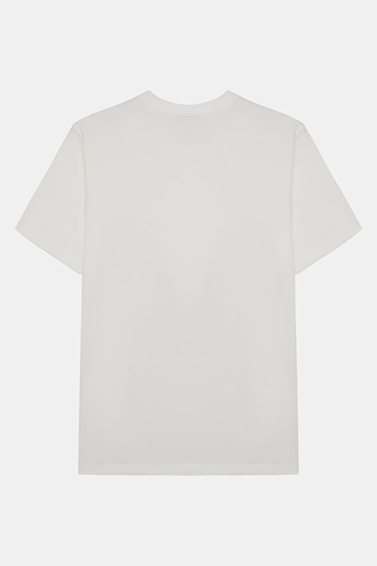 Relax Kalıp Beyaz Bisiklet Yaka Erkek T-Shirt 2