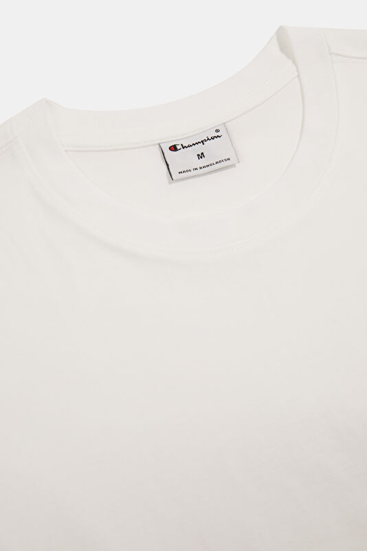 Relax Kalıp Beyaz Bisiklet Yaka Erkek T-Shirt 3