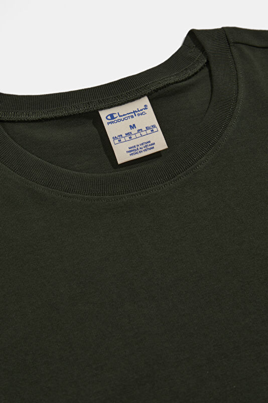 Relax Kalıp Haki Bisiklet Yaka Erkek T-Shirt 3