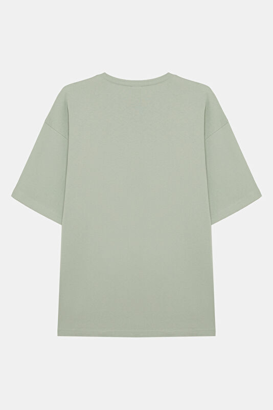 Relax Kalıp Mint Bisiklet Yaka Erkek T-Shirt 2