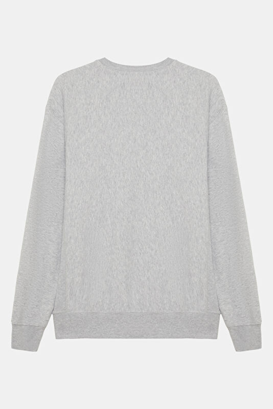 Gri Relax Kalıp Bisiklet Yaka Erkek Sweatshirt 2