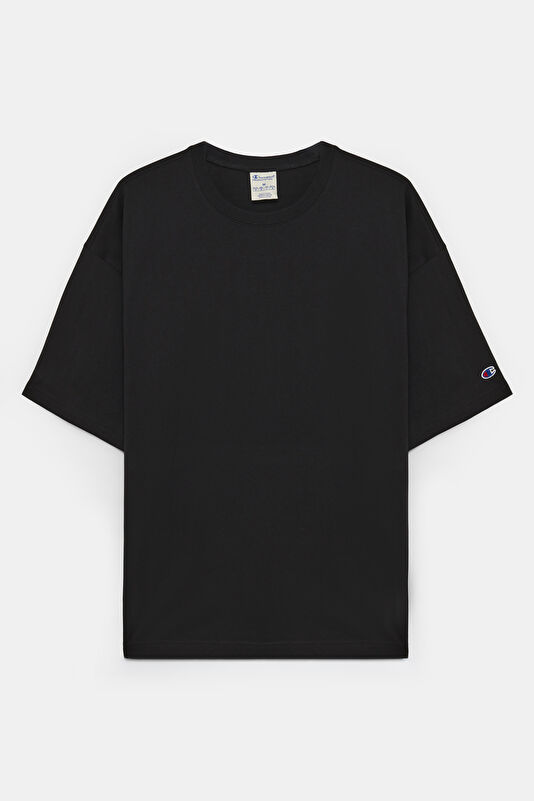 Relax Kalıp Siyah Bisiklet Yaka Erkek T-Shirt