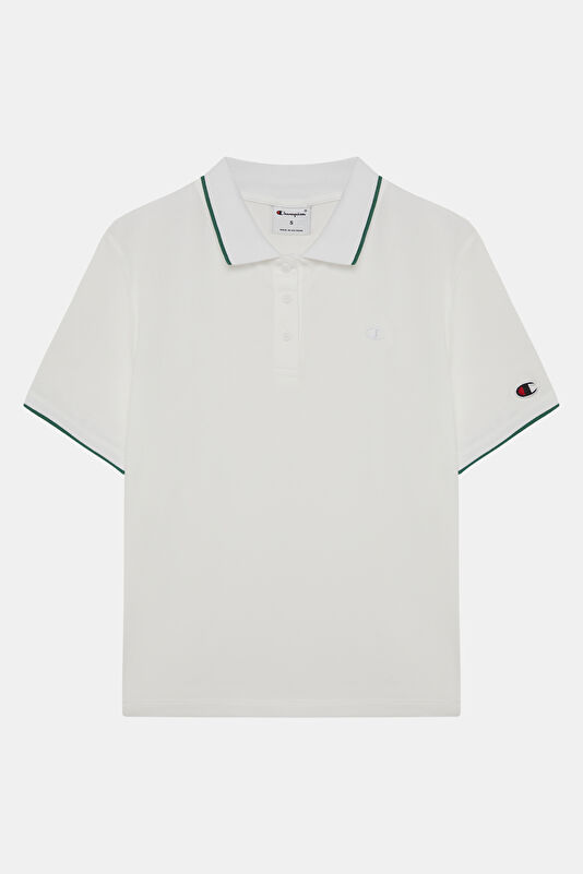 Beyaz Polo Yaka Kadın T-Shirt