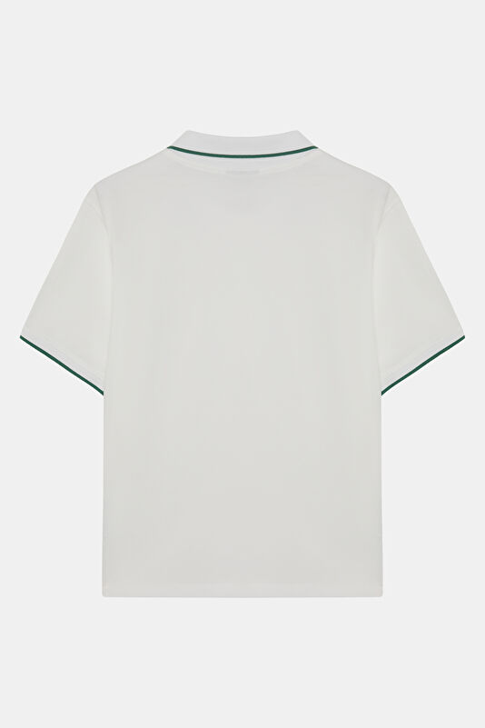 Beyaz Polo Yaka Kadın T-Shirt 2