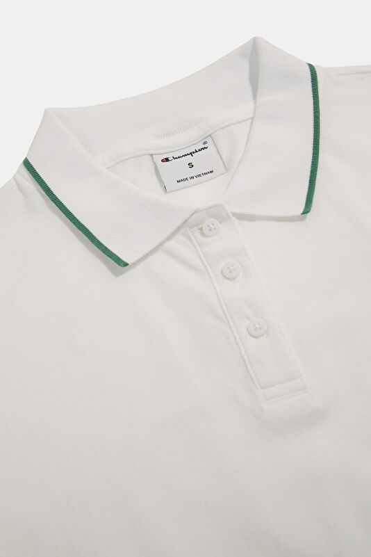 Beyaz Polo Yaka Kadın T-Shirt 3