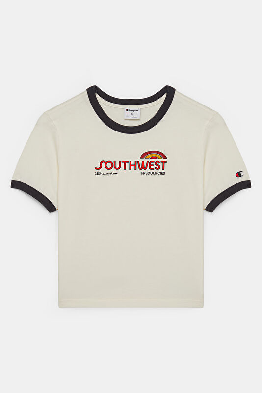 Bej Bisiklet Yaka Kadın T-Shirt