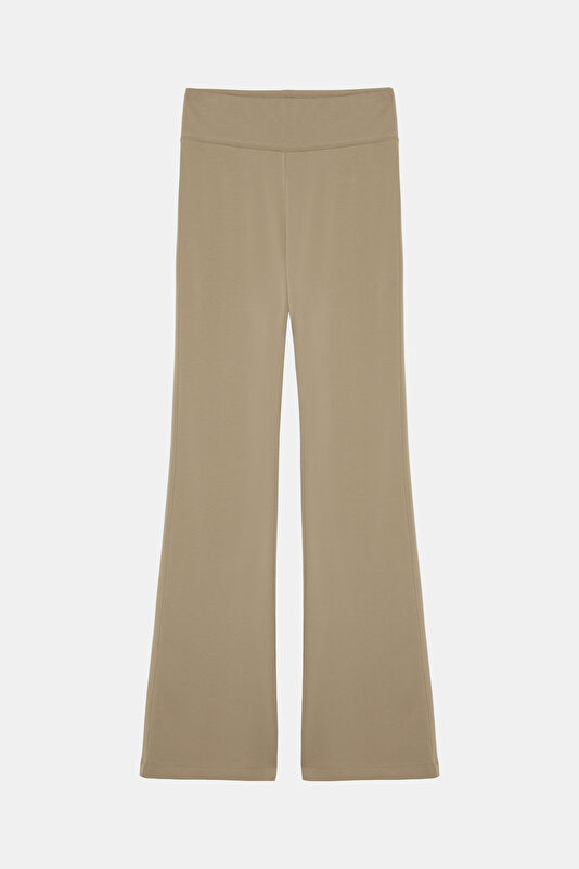 Bej Wide Leg Kadın Spor Pantolon
