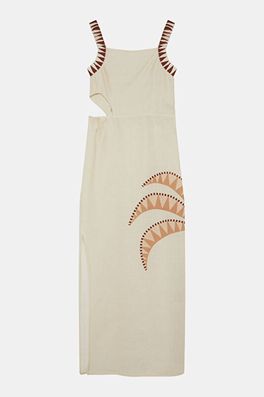 Cream Patterned Women's Dress