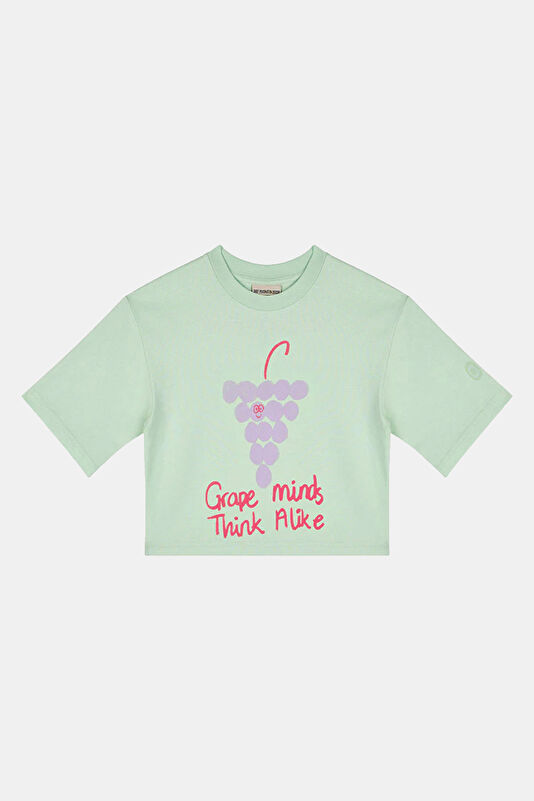 Yeşil Bisiklet Yaka Desenli Çocuk T-Shirt