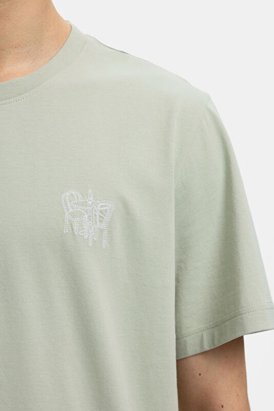 Açık Yeşil Bisiklet Yaka Erkek T-Shirt 2