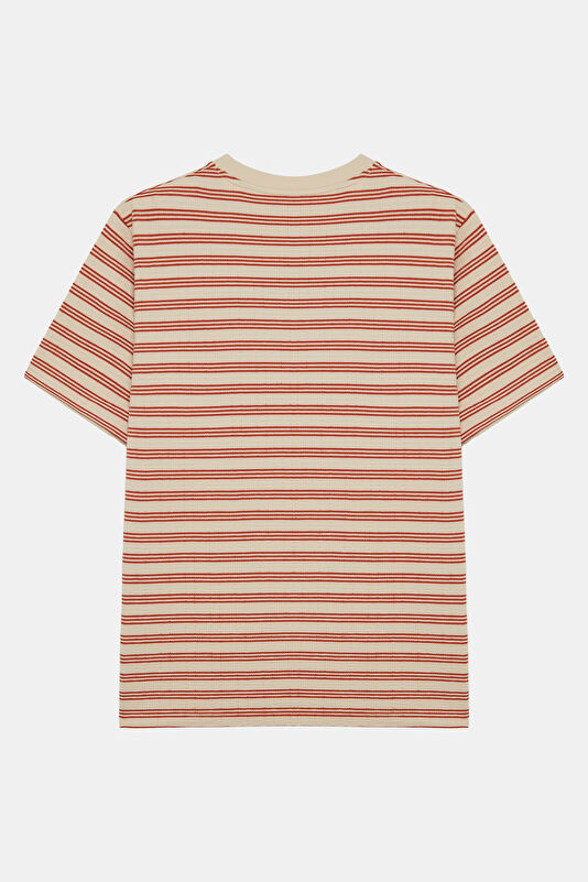 Rust Men's Crew Neck Striped T-Shirt 2