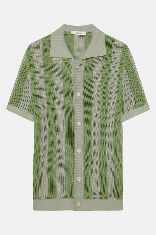Açık Yeşil Polo Yaka Çizgili Erkek T-Shirt