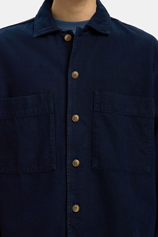 Indigo Button-Up Organic Cotton Men's Jacket 2