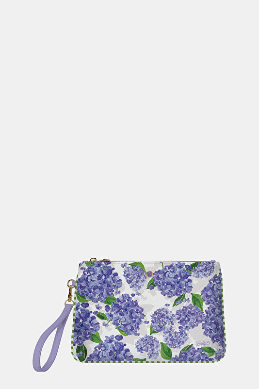 Blue Patterned Leather Clutch