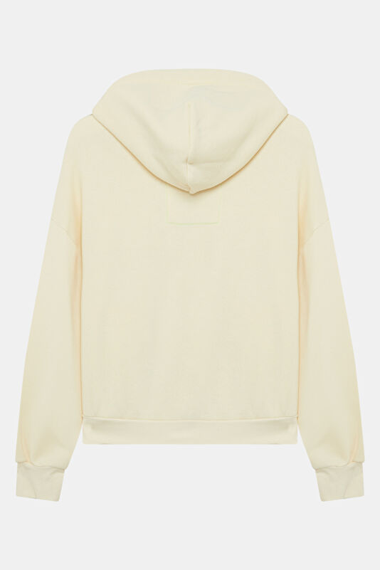 Krem Kapuşonlu Kadın Sweatshirt 2