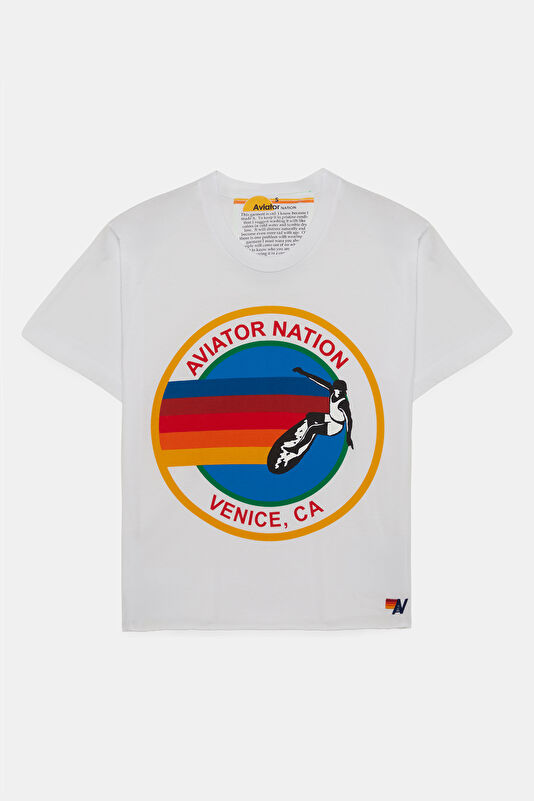 Açık Mavi Bisiklet Yaka Baskılı Kadın T-Shirt
