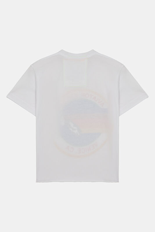 Açık Mavi Bisiklet Yaka Baskılı Kadın T-Shirt 2