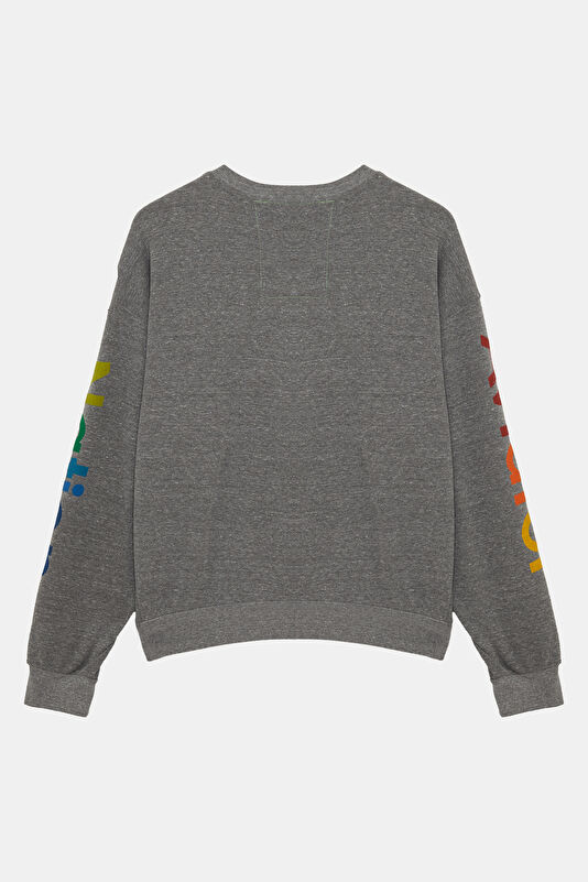 Gri Melanj Kapuşonlu Kadın Sweatshirt 2