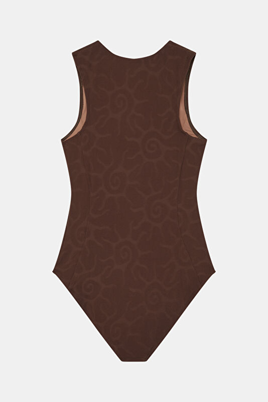 Brown Zip-Up Women's Swimsuit 2