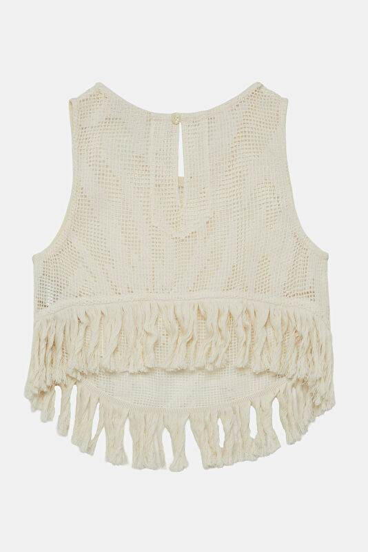 Ecru Sleeveless Women's Blouse 2