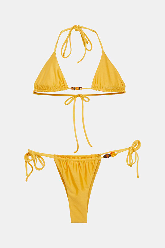 Mustard Lace-up Women's Bikini