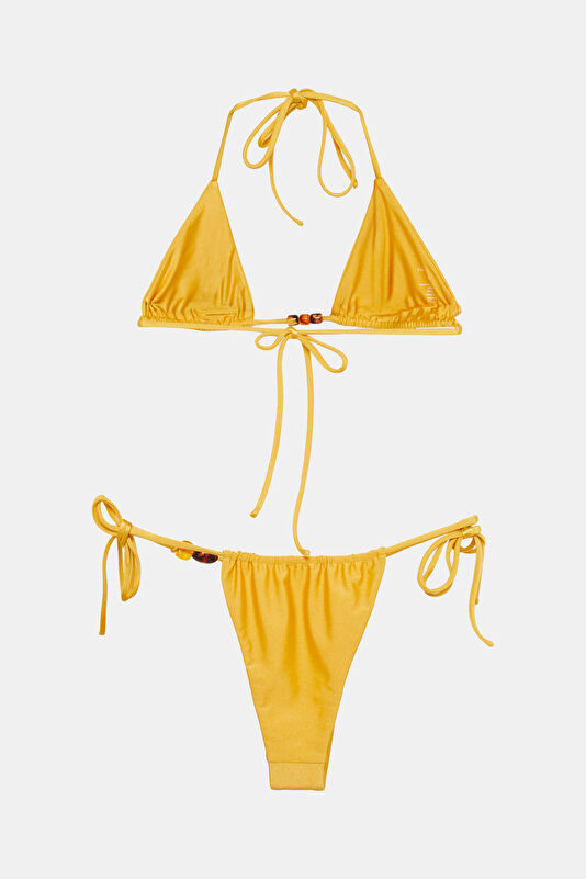 Mustard Lace-up Women's Bikini 2