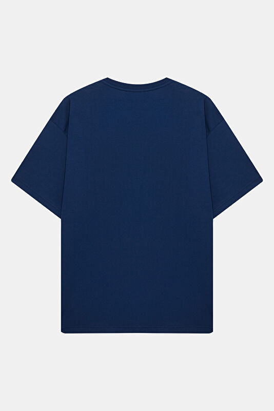 Relax Kalıp Bordo Bisiklet Yaka Baskılı Erkek T-Shirt 2