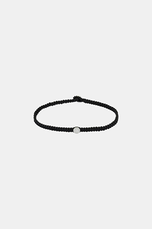 Silver Plated Black Macrame Bracelet