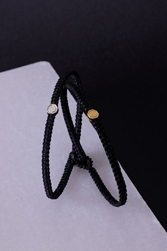 Silver Plated Black Macrame Bracelet 3