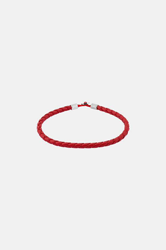 Silver Plated Red Leather Bracelet 2