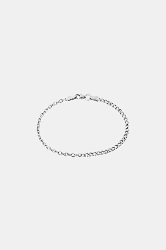 Silver Plated Curb Cable Chain Bracelet