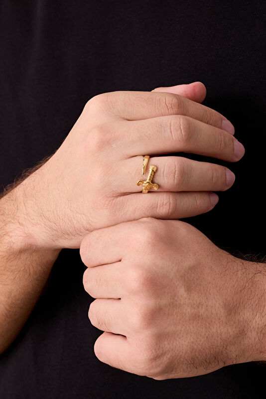 Gold Plated Broken Sword Ring 3