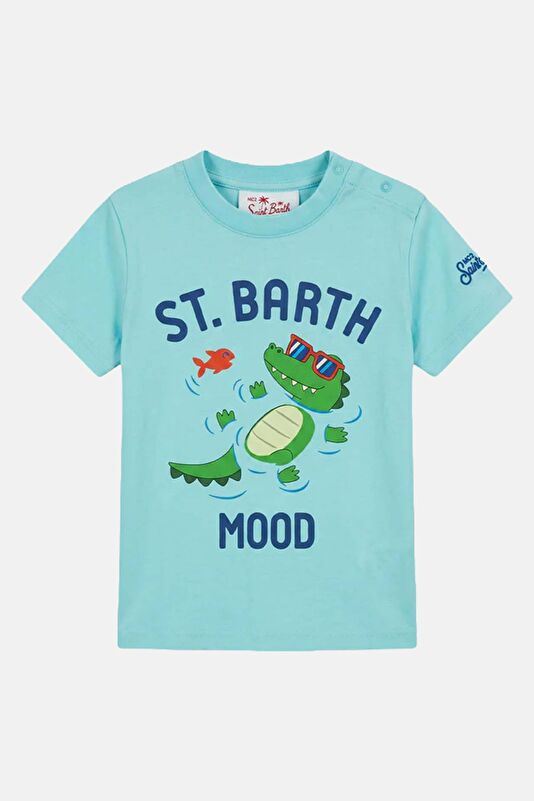 Red Crew Neck Patterned Kids T-Shirt