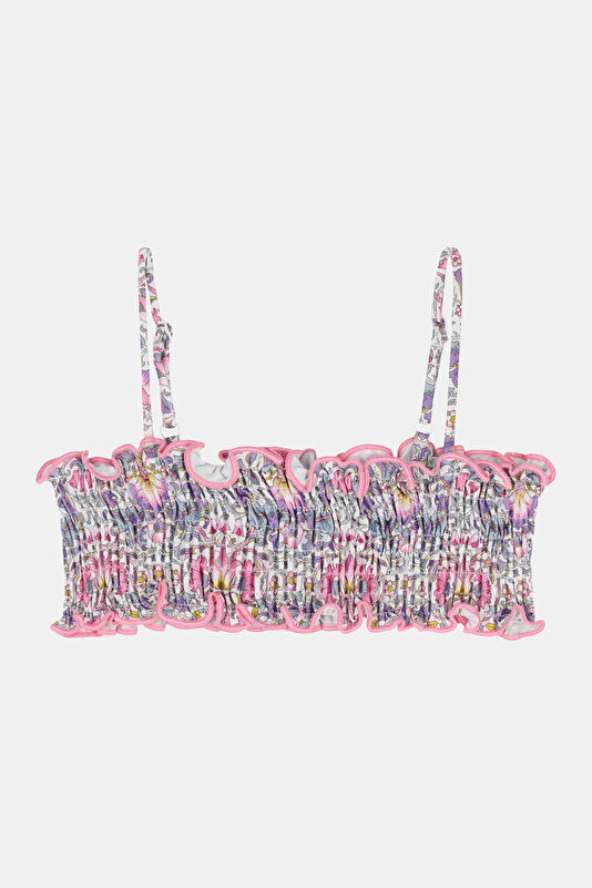 Blue Patterned Lace-up Kids Bikini 3