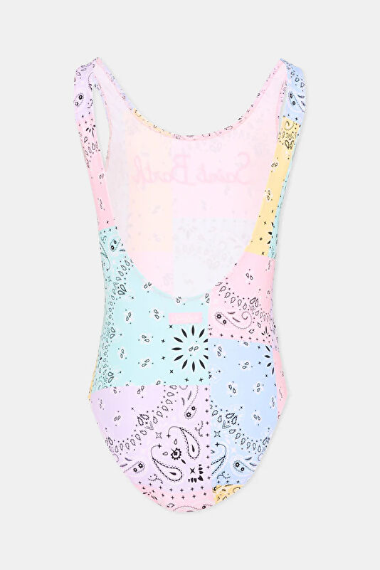 Multicolored Patterned Lace-up Kids Bikini 2
