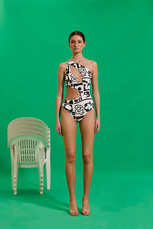 White Patterned Women's Swimsuit 2