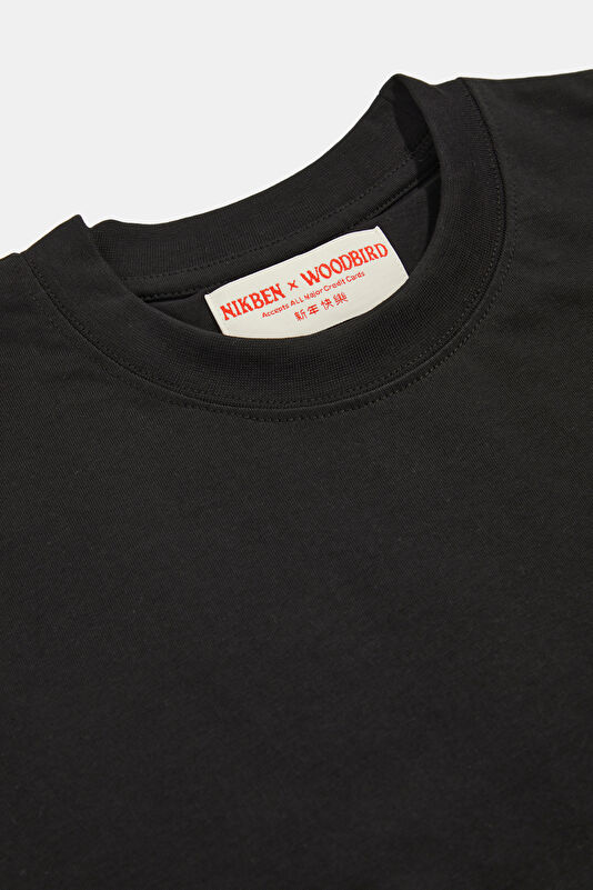 Relax Kalıp Siyah Bisiklet Yaka Baskılı Erkek T-Shirt 3