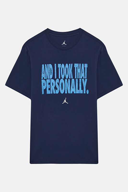 Relax Fit Blue Crew Neck Printed Men's T-Shirt