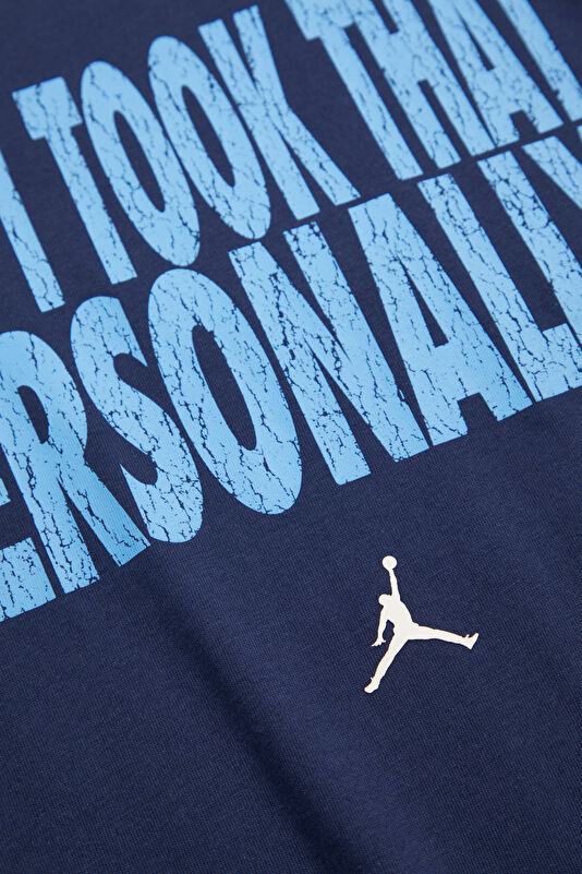 Relax Fit Blue Crew Neck Printed Men's T-Shirt 4