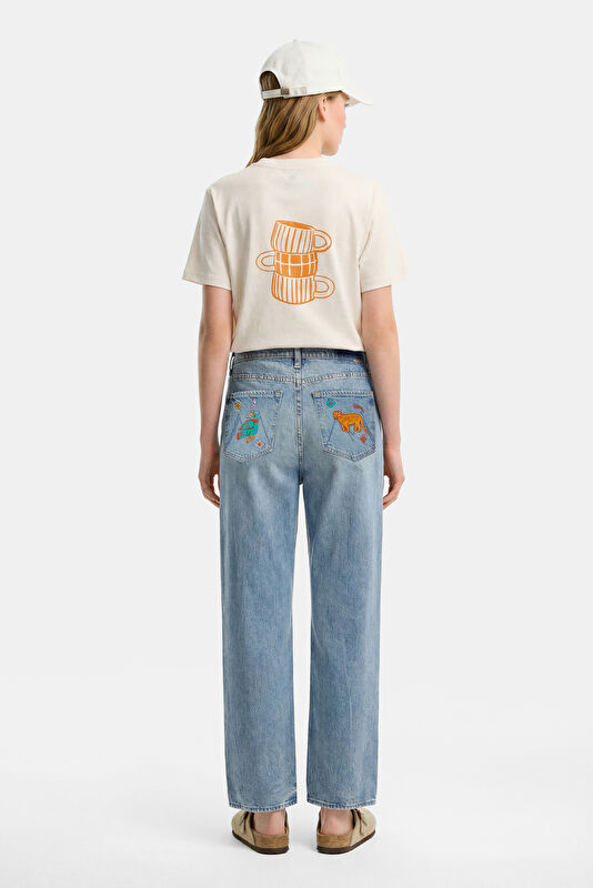 Ecru Crew Neck Printed Women's T-Shirt 2
