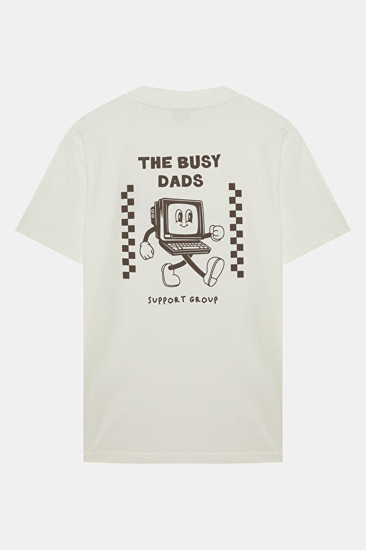 Ekru Bisiklet Yaka Baskılı Erkek T-Shirt 2