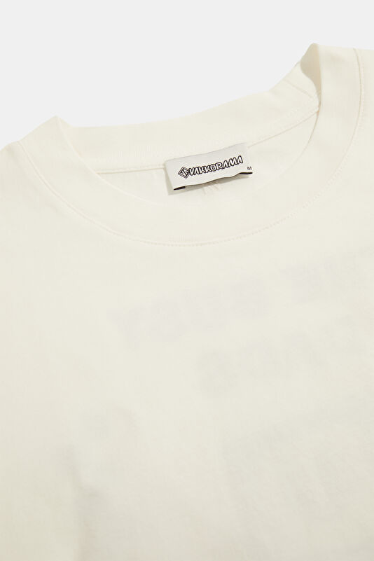 Ekru Bisiklet Yaka Baskılı Erkek T-Shirt 3