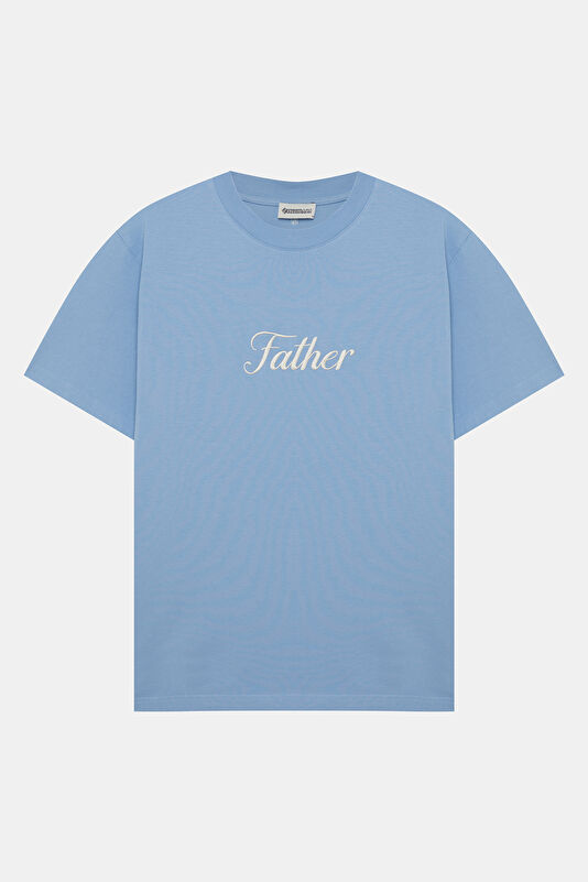 Mavi Bisiklet Yaka Nakışlı Erkek T-Shirt