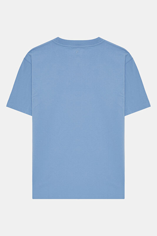 Blue Crew Neck Embroidered Men's T-Shirt 2