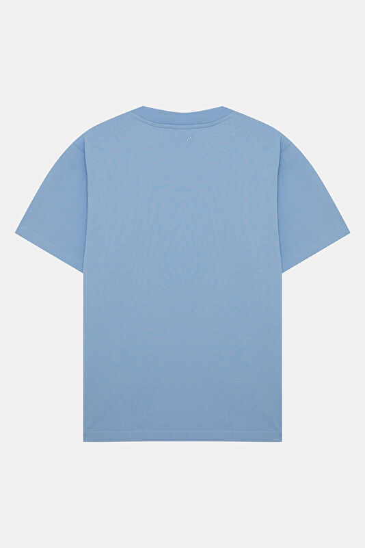 Mavi Bisiklet Yaka Nakışlı Erkek T-Shirt 2