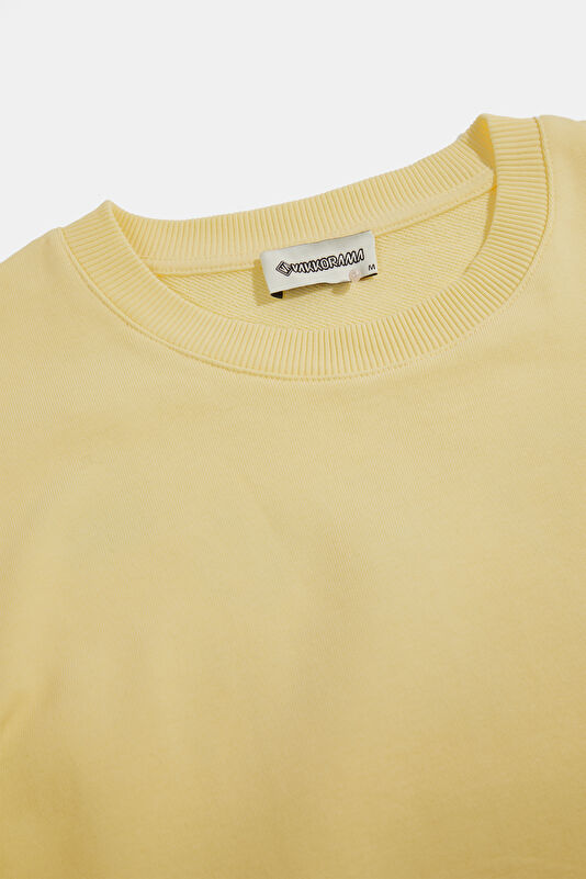 Sarı Bisiklet Yaka Erkek Sweatshirt 3