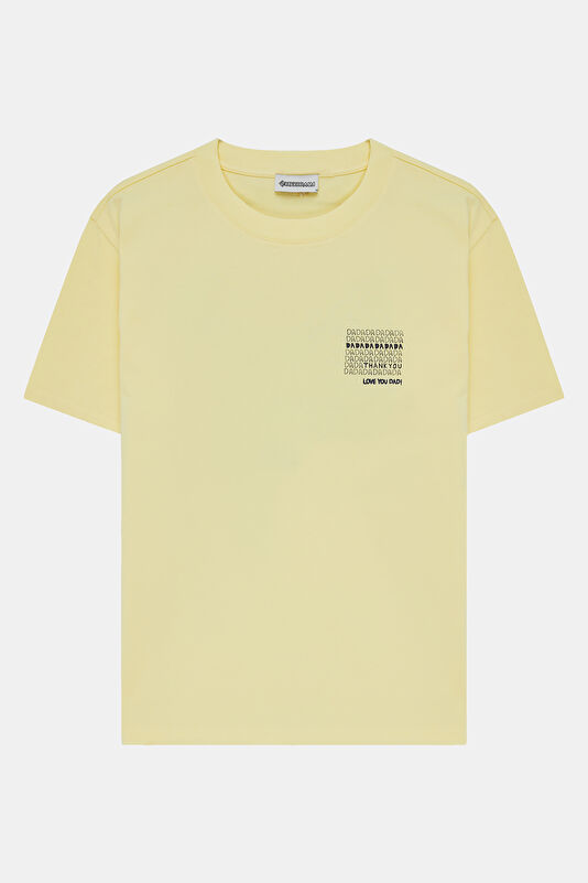 Yellow Crew Neck Printed Men's T-Shirt