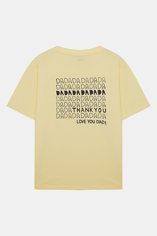 Sarı Bisiklet Yaka Baskılı Erkek T-Shirt 2