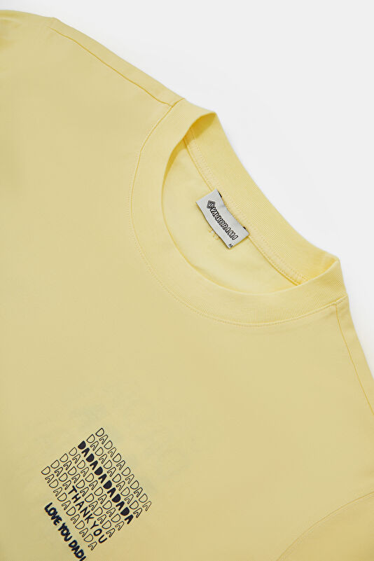 Yellow Crew Neck Printed Men's T-Shirt 3